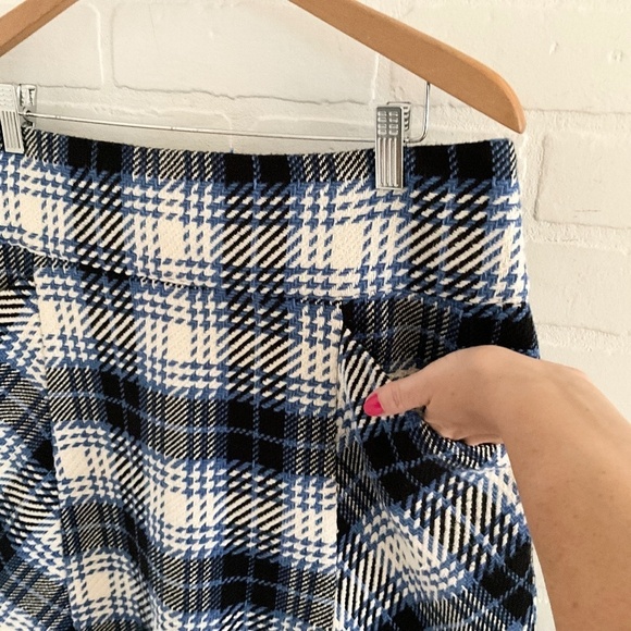Anthropologie x Maeve Mini Pencil Skirt Plaid Pockets Academia Blue Black Sz 14 - Picture 8 of 16
